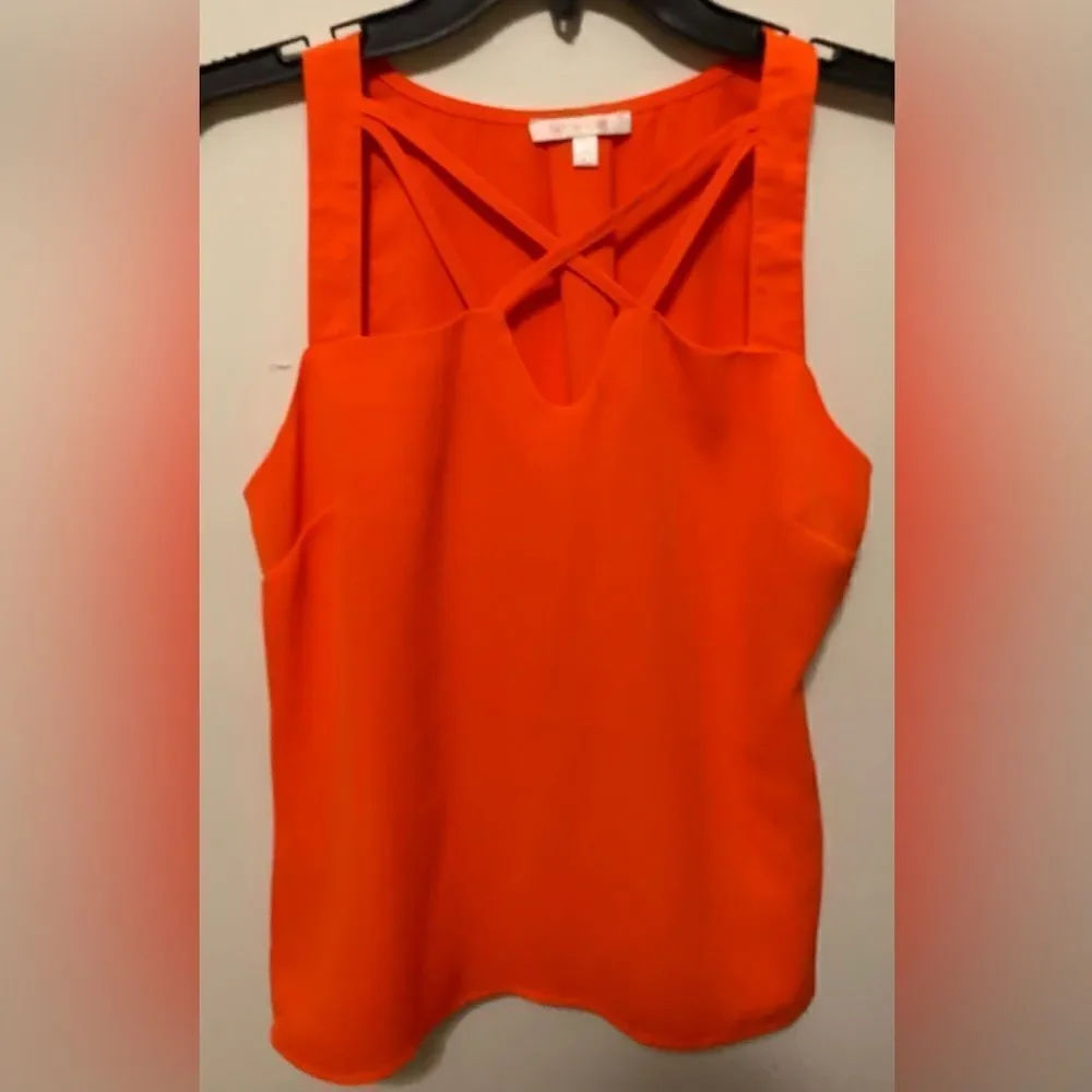Skies are Blue Orange sleeveless blouse Small - Picture 1 of 4